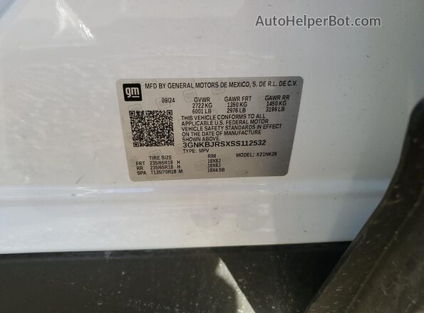 3GNKBJRSXSS112532 2025 CHEVROLET BLAZER Белый Вид подкапотного пространства