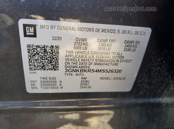 3GNKBKRS4MS526320 2021 CHEVROLET BLAZER Black Widok wnętrza 360 stopni