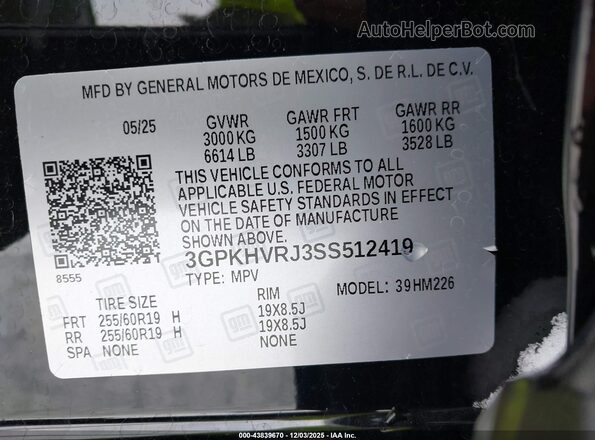 3GPKHVRJ3SS512419 2025 HONDA PROLOGUE Черный Вид подкапотного пространства
