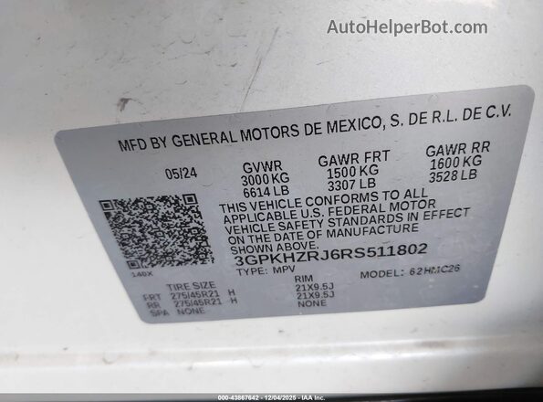 3GPKHZRJ6RS511802 2024 HONDA PROLOGUE White Engine compartment view