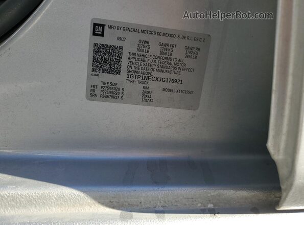 3GTP1NECXJG176921 2018 GMC SIERRA Silver VIN sticker view