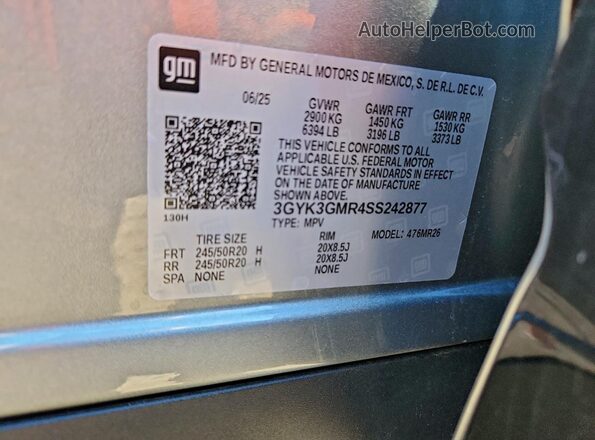 3GYK3GMR4SS242877 2025 CADILLAC OPTIQ Silver Вид підкапотного простору