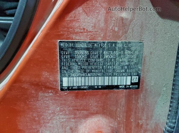 3HGGK5H83JM705746 2018 HONDA FIT Orange 