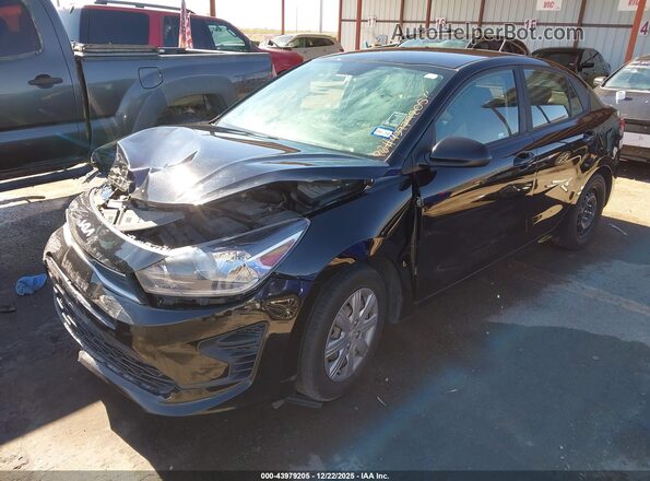 3KPA24AD0NE477646 2022 KIA RIO Black წინა მარცხენა ხედი სამი მეოთხედიდან