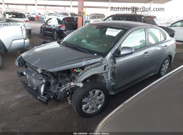 3KPA24AD4NE474829 2022 KIA RIO Gray Առջևի ձախ երեք քառորդ տեսարան