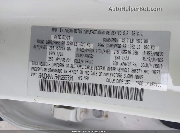 3MVDMAAL5MM256334 2021 MAZDA CX-30 White Engine compartment view