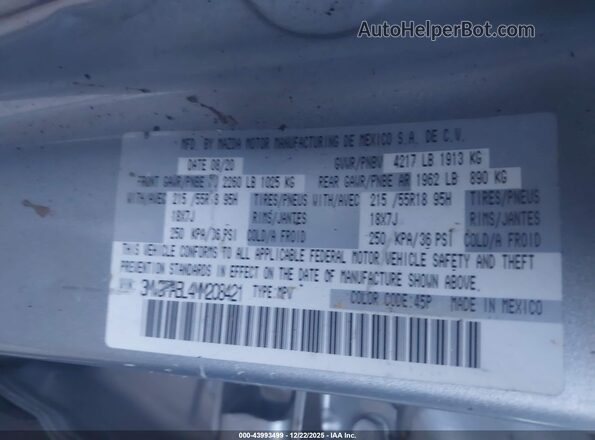 3MVDMABL4MM208421 2021 MAZDA CX-30 Gray Vista de la etiqueta del VIN