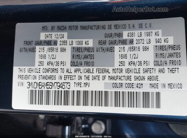 3MVDMBAM5SM794673 2025 MAZDA CX-30 Синий Вид подкапотного пространства