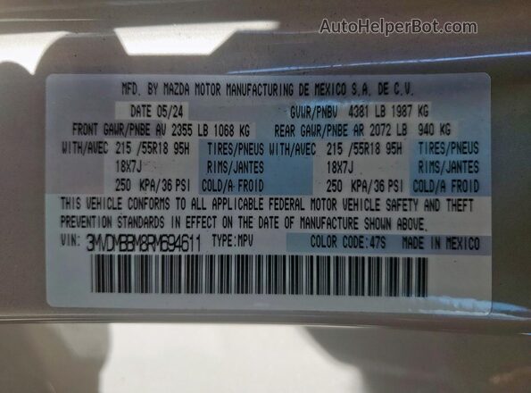 3MVDMBBM8RM694611 2024 MAZDA CX-30 Tan Вид наклейки з VIN-кодом