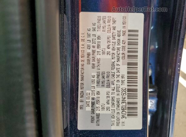 3MVDMBDL3NM415080 2022 MAZDA CX-30 Blue სალონის 360-გრადუსიანი ხედი