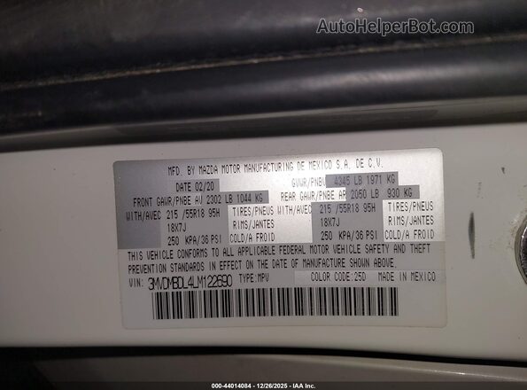 3MVDMBDL4LM122690 2020 MAZDA CX-30 White Widok komory silnika