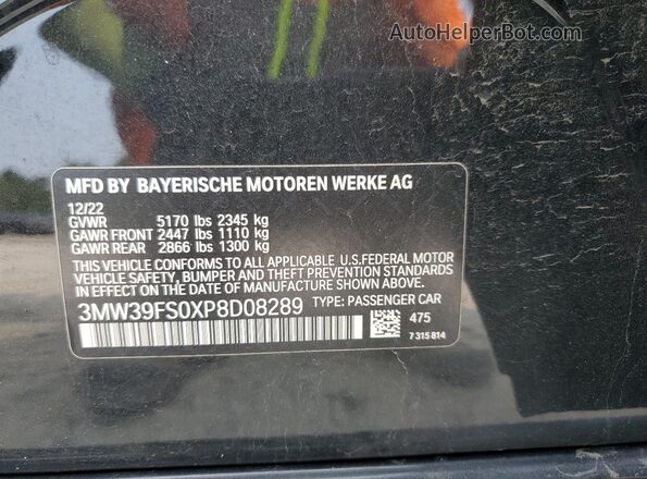 3MW39FS0XP8D08289 2023 BMW 3 SERIES Black Շարժիչի բաժամունքի տեսք