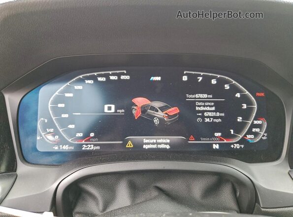 3MW5U7J07N8C40450 2022 BMW M3 White ხელსაწყოთა პანელის ხედი
