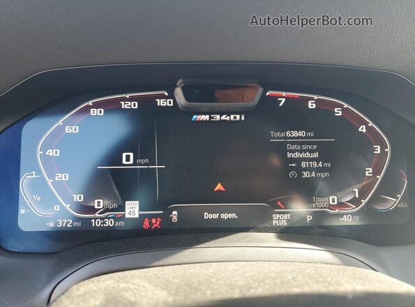 3MW5U7J0XL8B45409 2020 BMW M3 Black ხელსაწყოთა პანელის ხედი