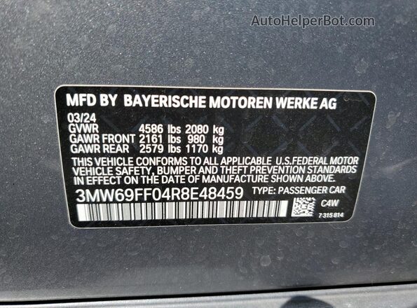 3MW69FF04R8E48459 2024 BMW 3 SERIES Silver Engine compartment view