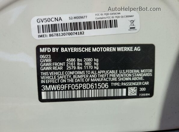 3MW69FF05P8D61506 2023 BMW 3 SERIES White Vista del compartimento del motor