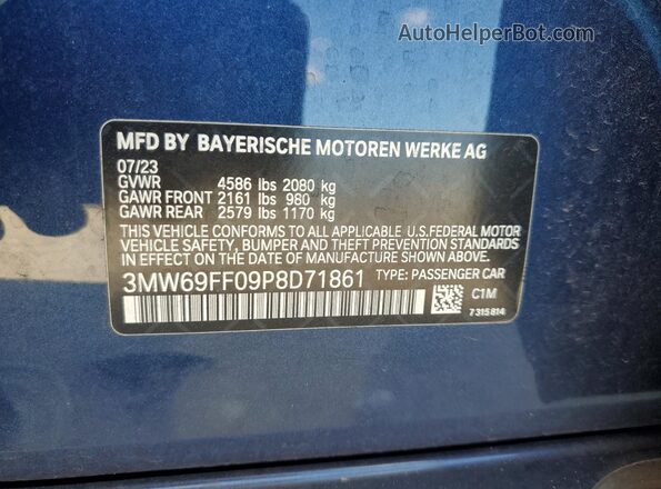 3MW69FF09P8D71861 2023 BMW 3 SERIES Blue Вид підкапотного простору