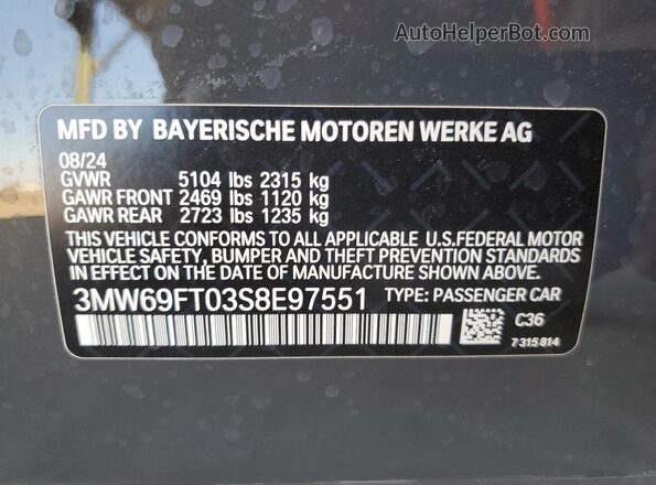 3MW69FT03S8E97551 2025 BMW M3 Gray Widok komory silnika