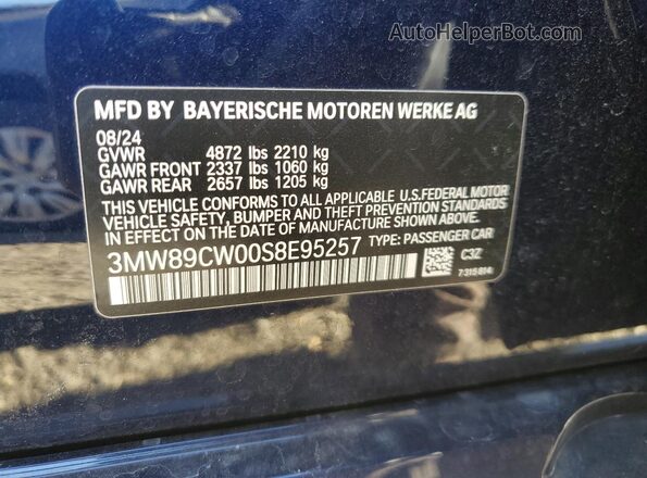3MW89CW00S8E95257 2025 BMW 3 SERIES Синий Вид подкапотного пространства