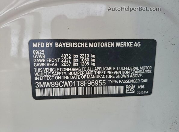 3MW89CW01T8F96955 2026 BMW OTHER Белый 