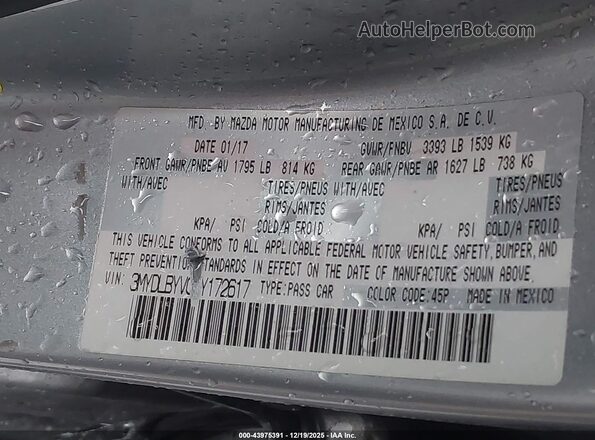 3MYDLBYV0HY172617 2017 TOYOTA YARIS IA Silver 
