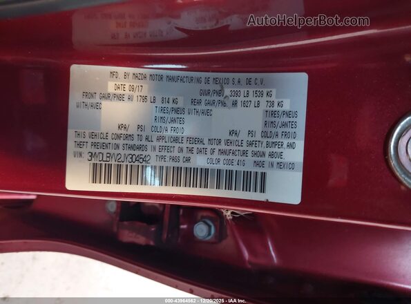 3MYDLBYV2JY304542 2018 TOYOTA YARIS IA Red 