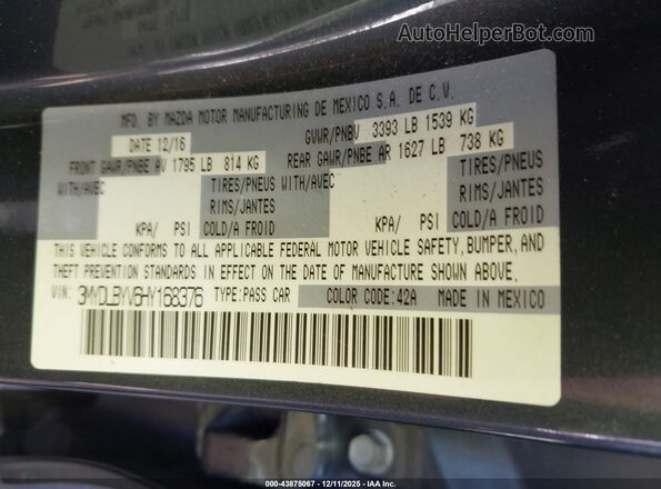 3MYDLBYV6HY168376 2017 TOYOTA YARIS IA Black 