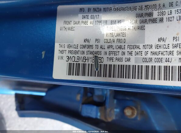 3MYDLBYV6HY181760 2017 TOYOTA YARIS IA Blue Engine compartment view