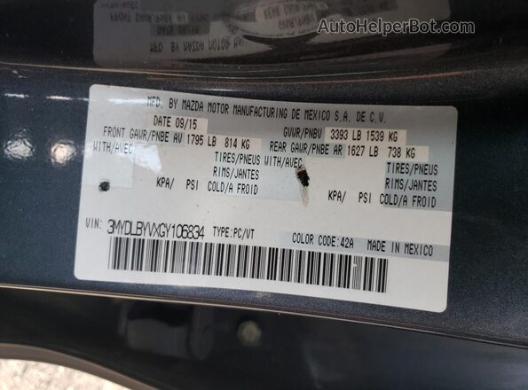 3MYDLBYVXGY106834 2016 TOYOTA YARIS Gray VIN կոդի պիտակի տեսք