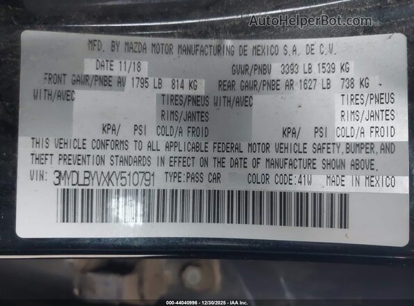3MYDLBYVXKY510791 2019 TOYOTA YARIS Black ძრავის განყოფილების ხედი