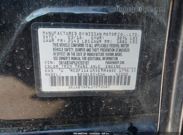 3N1AB7AP6JY293187 2018 NISSAN SENTRA Black Вид підкапотного простору