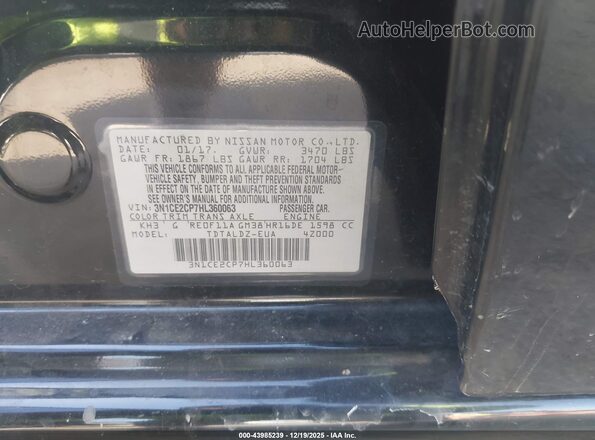 3N1CE2CP7HL360063 2017 NISSAN VERSA NOTE Черный Вид подкапотного пространства