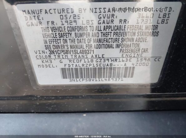 3N1CP5BV1SL489371 2025 NISSAN KICKS PLAY Black Engine compartment view