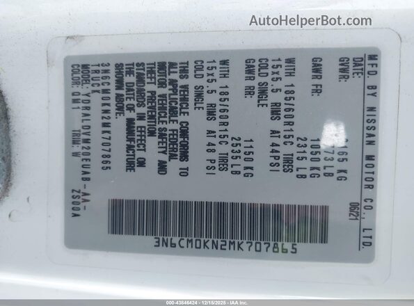 3N6CM0KN2MK707865 2021 NISSAN NV200  CARGO White Вид підкапотного простору