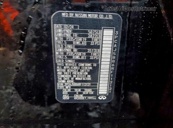 3PCAJ5BB6RF112121 2024 INFINITI QX50 Black VIN კოდის სტიკერის ხედი