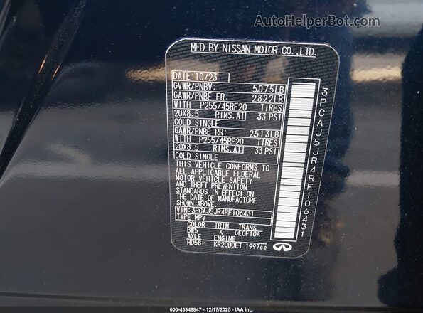 3PCAJ5JR4RF106431 2024 INFINITI QX55 Dark Blue Вид подкапотного пространства