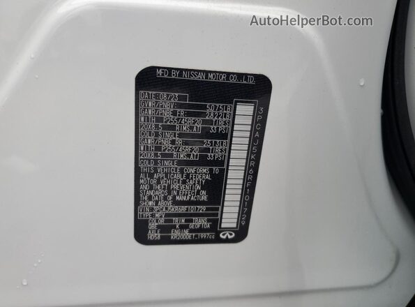 3PCAJ5KR6RF101729 2024 INFINITI QX55 White Սալոնի 360 աստիճան տեսք