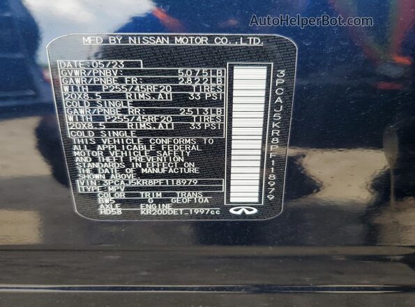 3PCAJ5KR8PF118979 2023 INFINITI QX55 Blue Շարժիչի բաժամունքի տեսք