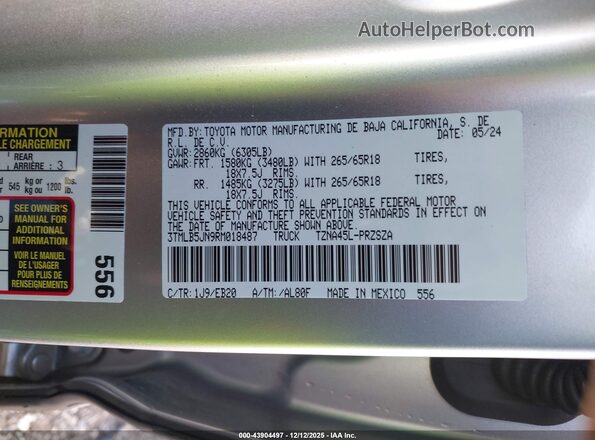 3TMLB5JN9RM018487 2024 TOYOTA LIMITED Silver Widok komory silnika