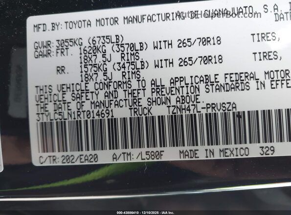 3TYLC5LN1RT014691 2024 TOYOTA TACOMA HYBRID Black Շարժիչի բաժամունքի տեսք