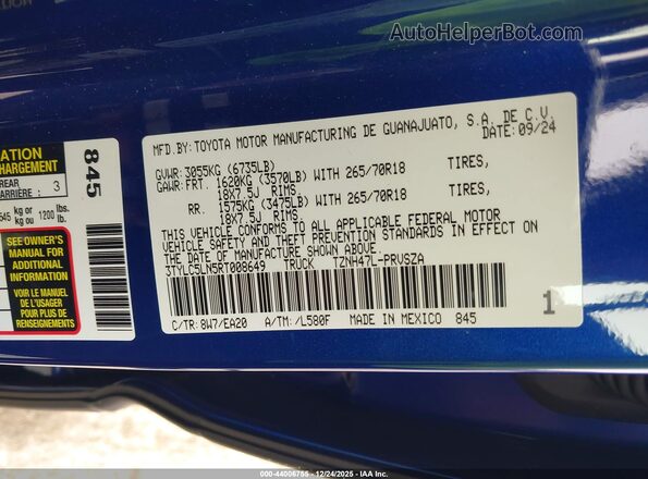 3TYLC5LN5RT008649 2024 TOYOTA TACOMA HYBRID Blue Engine compartment view