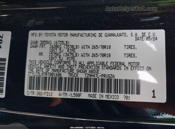 3TYLC5LN7RT001606 2024 TOYOTA TACOMA HYBRID Black Вид підкапотного простору