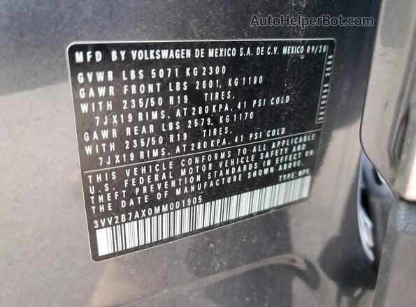 3VV2B7AX0MM001905 2021 VOLKSWAGEN TIGUAN Серый 