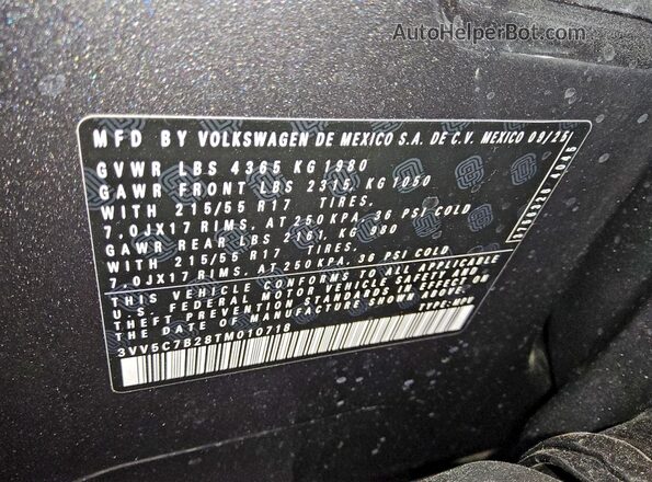 3VV5C7B28TM010718 2026 VOLKSWAGEN TAOS Gray VIN կոդի պիտակի տեսք