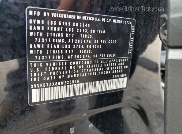 3VVRB7AX8RM226546 2024 VOLKSWAGEN TIGUAN Black Вид наклейки з VIN-кодом