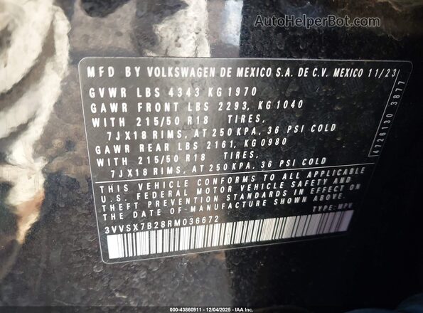 3VVSX7B28RM036672 2024 VOLKSWAGEN TAOS Black Вид підкапотного простору