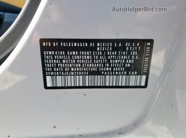 3VW2B7AJ5JM208034 2018 VOLKSWAGEN JETTA Gray 