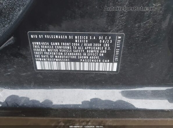 3VW4M7BU3PM053391 2023 VOLKSWAGEN JETTA Black Вид підкапотного простору