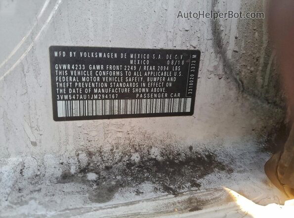 3VW547AU1JM294167 2018 VOLKSWAGEN GTI Белый 