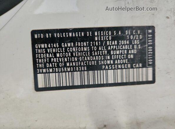 3VW5M7BU5RM018388 2024 VOLKSWAGEN JETTA White Vista del compartimento del motor